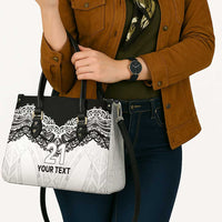 New Zealand Koru Fern Custom Leather Bag Simple Taniko Motif - Polynesian Pride