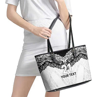 New Zealand Koru Fern Custom Leather Tote Bag Simple Taniko Motif