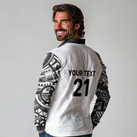 New Zealand Koru Fern Custom Long Sleeve Polo Shirt Simple Taniko Motif