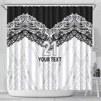 New Zealand Koru Fern Custom Shower Curtain Simple Taniko Motif