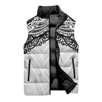 New Zealand Koru Fern Custom Sleeveless Puffer Jacket Simple Taniko Motif - Polynesian Pride