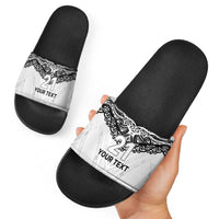 New Zealand Koru Fern Custom Slide Sandals Simple Taniko Motif - Polynesian Pride