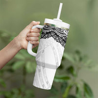 New Zealand Koru Fern Custom Tumbler With Handle Simple Taniko Motif LT9 - Polynesian Pride