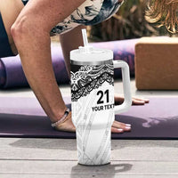 New Zealand Koru Fern Custom Tumbler With Handle Simple Taniko Motif LT9 - Polynesian Pride
