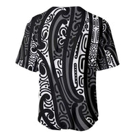 New Zealand Maori Taniko Baseball Jersey Black Kowhaiwhai Puhoro