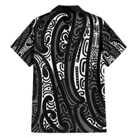 New Zealand Maori Taniko Family Matching Tank Maxi Dress and Hawaiian Shirt Black Kowhaiwhai Puhoro