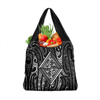 New Zealand Maori Taniko Grocery Bag Black Kowhaiwhai Puhoro LT9 1-pack One Size Black - Polynesian Pride
