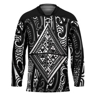 New Zealand Maori Taniko Hockey Jersey Black Kowhaiwhai Puhoro - Polynesian Pride