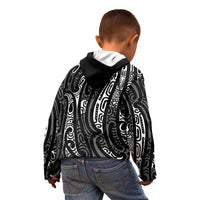 New Zealand Maori Taniko Kid Hoodie Black Kowhaiwhai Puhoro