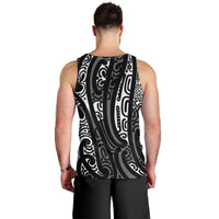 New Zealand Maori Taniko Men Tank Top Black Kowhaiwhai Puhoro