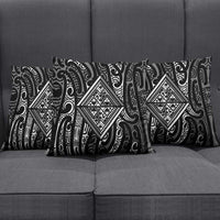 New Zealand Maori Taniko Pillow Cover Black Kowhaiwhai Puhoro - Polynesian Pride