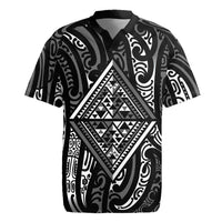 New Zealand Maori Taniko Rugby Jersey Black Kowhaiwhai Puhoro LT9 Black - Polynesian Pride