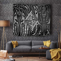 New Zealand Maori Taniko Tapestry Black Kowhaiwhai Puhoro