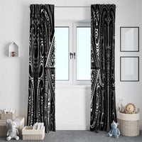 New Zealand Maori Taniko Window Curtain Black Kowhaiwhai Puhoro
