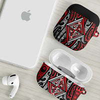 New Zealand Maori Taniko AirPods Case Red Kowhaiwhai Puhoro LT9 - Polynesian Pride