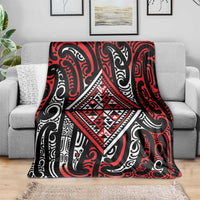 New Zealand Maori Taniko Blanket Red Kowhaiwhai Puhoro