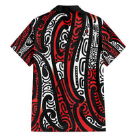 New Zealand Maori Taniko Family Matching Off Shoulder Maxi Dress and Hawaiian Shirt Red Kowhaiwhai Puhoro