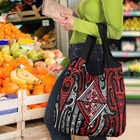 New Zealand Maori Taniko Grocery Bag Red Kowhaiwhai Puhoro LT9 - Polynesian Pride