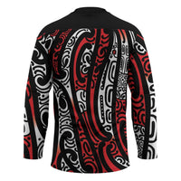 New Zealand Maori Taniko Hockey Jersey Red Kowhaiwhai Puhoro - Polynesian Pride