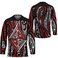New Zealand Maori Taniko Hockey Jersey Red Kowhaiwhai Puhoro LT9 - Polynesian Pride