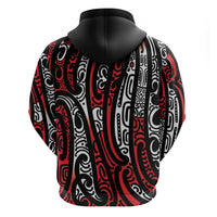 New Zealand Maori Taniko Hoodie Red Kowhaiwhai Puhoro