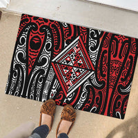 New Zealand Maori Taniko Rubber Doormat Red Kowhaiwhai Puhoro LT9 - Polynesian Pride