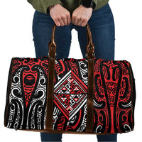 New Zealand Maori Taniko Travel Bag Red Kowhaiwhai Puhoro - Polynesian Pride