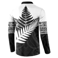 New Zealand Silver Fern Button Sweatshirt Maori Koru Mixed Taniko Pattern LT9 - Polynesian Pride
