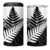 New Zealand Silver Fern 4 in 1 Can Cooler Tumbler Maori Koru Mixed Taniko Pattern LT9 One Size: 16 oz White - Polynesian Pride