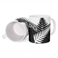 New Zealand Silver Fern Ceramic Mug Maori Koru Mixed Taniko Pattern - Polynesian Pride