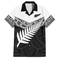 New Zealand Silver Fern Family Matching Tank Maxi Dress and Hawaiian Shirt Maori Koru Mixed Taniko Pattern LT9 Dad's Shirt - Short Sleeve White - Polynesian Pride