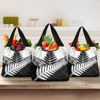New Zealand Silver Fern Grocery Bag Maori Koru Mixed Taniko Pattern LT9 3-pack One Size White - Polynesian Pride