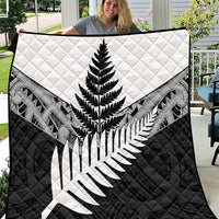 New Zealand Silver Fern Quilt Maori Koru Mixed Taniko Pattern LT9 White - Polynesian Pride