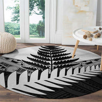 New Zealand Silver Fern Round Carpet Maori Koru Mixed Taniko Pattern