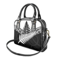 New Zealand Silver Fern Shoulder Handbag Maori Koru Mixed Taniko Pattern