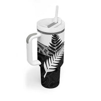 New Zealand Silver Fern Tumbler With Handle Maori Koru Mixed Taniko Pattern LT9 - Polynesian Pride