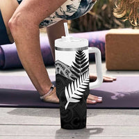 New Zealand Silver Fern Tumbler With Handle Maori Koru Mixed Taniko Pattern LT9 - Polynesian Pride