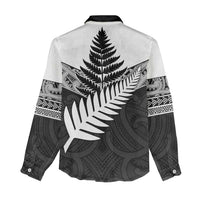 New Zealand Silver Fern Women Casual Shirt Maori Koru Mixed Taniko Pattern LT9 - Polynesian Pride