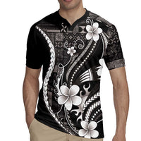 Samoa Siapo Tribal Pattern Rugby Jersey Black Polynesian Plumeria Tapa Motif
