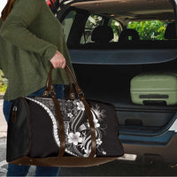 Samoa Siapo Tribal Pattern Travel Bag Black Polynesian Plumeria Tapa Motif