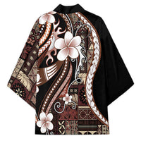 Samoa Siapo Tribal Pattern Kimono Brown Polynesian Plumeria Tapa Motif LT9 - Polynesian Pride