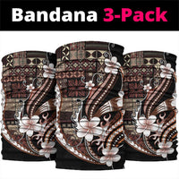 Samoa Siapo Tribal Pattern Neck Gaiter Brown Polynesian Plumeria Tapa Motif