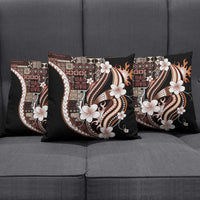 Samoa Siapo Tribal Pattern Pillow Cover Brown Polynesian Plumeria Tapa Motif