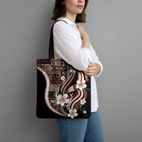 Samoa Siapo Tribal Pattern Tote Bag Brown Polynesian Plumeria Tapa Motif