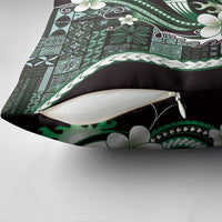 Samoa Siapo Tribal Pattern Pillow Cover Forest Green Polynesian Plumeria Tapa Motif