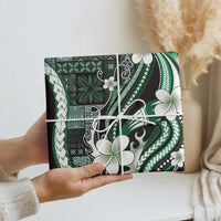Samoa Siapo Tribal Pattern Wrapping Paper Forest Green Polynesian Plumeria Tapa Motif
