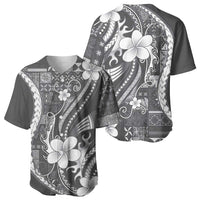 Samoa Siapo Tribal Pattern Baseball Jersey Light Gray Polynesian Plumeria Tapa Motif LT9 - Polynesian Pride