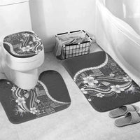 Samoa Siapo Tribal Pattern Bathroom Set Light Gray Polynesian Plumeria Tapa Motif