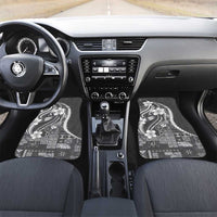 Samoa Siapo Tribal Pattern Car Mats Light Gray Polynesian Plumeria Tapa Motif LT9 Set 2pcs - Front Gray - Polynesian Pride