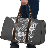 Samoa Siapo Tribal Pattern Travel Bag Light Gray Polynesian Plumeria Tapa Motif